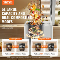 VEVOR 5L Electric Kitchen Composter - Turn Food Waste into Fertilizer in 4 Hours