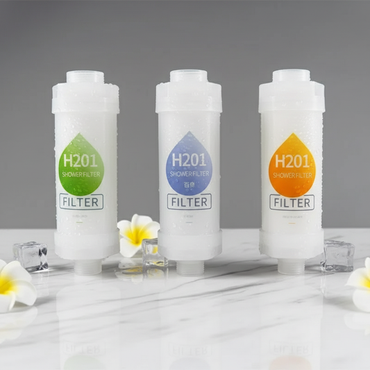 Filter cartridges with flowers and water